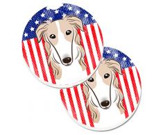 Caroline s Treasures American Flagge & Barsoi Set von 2 Tasse Halterung Auto Untersetzer bb2158carc, 2,56, multicolor