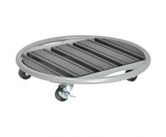 WAGNER Pflanzenroller Venezia WPC Ø 38 cm I Pflanzenroller für Außenbereich + Innenbereich, anthrazit I Wood Plastic Composite/Metall I Kübelroller mit 2 Feststellern I Tragkraft 70kg – 20707601
