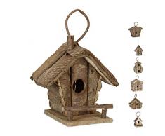 Relaxdays Deko Vogelhaus zum Aufhängen, unbehandeltes Holz, Balkon, Garten, Nistkasten HBT: 28,5 x 20,5 x 17,5 cm, Natur