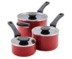 Farberware Kochtopf-Set, platzsparend, Aluminium, Antihaftbeschichtung Pfannenset 6 Piece rot