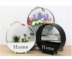 Eisen zum Aufhängen Pflanztöpfe Blumentopf für Innen Pflanzen, draußen, Sukkulenten Töpfe, dekorativen Display Schalen, Blumentopf Container für Moos, Kakteen, Blumen, weiß schwarz 21,6 cm Round Black