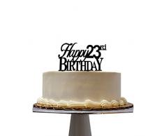 Happy 23. Birthday Cake Topper Acryl Schwarz für 23. Geburtstag Party Décor Tortenaufsatz santonila