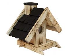 Windhager Vogelfuttersilo Villa, Vogelfuttersilo, Vogelhaus, Futterspender für Vögel, mit Glasfenster, Vogelhäuschen aus Massivholz, 06865