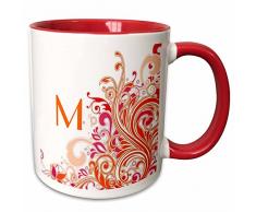 3dRose Keramiktasse 11 oz rot / weiß