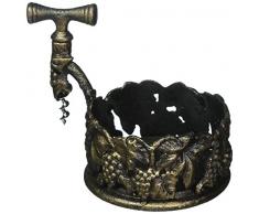 Design Toscano Ernte im Weingut, Weinflaschenhalter mit Korkenzieher