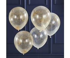 Ginger Ray POP-420 Gold Angel Hair Confetti Party Balloons 5 Pack Ballons, plastik