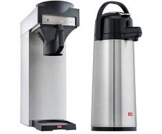 Melitta Filterkaffeemaschine für Isolierkannen, 170 MT, Edelstahl/Schwarz & Pump-Isolierkanne, 2,2 l, ca. 18 Tassen, Edelstahlkolben, Edelstahl, Silber/Schwarz