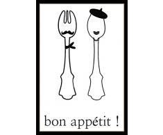 Schatzmix Bon Appetit Gabel Mlöffel Cafe Restaurant Metal Sign deko Sign Garten Blech