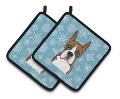 Caroline s Treasures Schneeflocke Boxer Paar Topflappen bb1657pthd, 7.5hx7.5 W, multicolor
