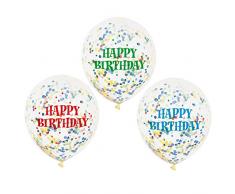 Unique Party 58113 12 Zoll sortiert Happy Birthday Konfetti Luftballons (Pack von 6)