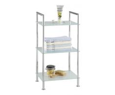 Wenko 17777100 Badregal Style - 3 satinierte Glasablagen, Stahl, 37 x 71 x 28.5 cm, Chrom