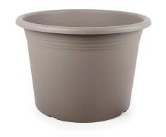 Floralo Blumentopf Cilindro rund, 30 cm Durchmesser x 21 cm, taupe, wetterfestes Pflanzgefäß aus UV-beständigem Kunststoff, hellgrau 1x