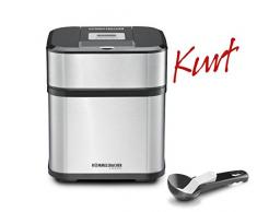 ROMMELSBACHER IM 12 Eismaschine Kurt (4-in-1 für Speiseeis, Frozen Yogurt, Sorbet & Slush, Füllmenge 500 ml für 1,5 Liter Eis, LCD-Anzeige, inkl. Eislöffel & Rezeptideen) Edelstahl, schwarz