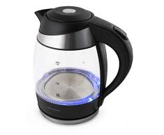 Esperanza EKK009 Elektrischer Wasserkocher Gullfoss 1,8L Glas Mit Led-Licht, 2200, PC, 1.8 liters, Schwarz, Silber