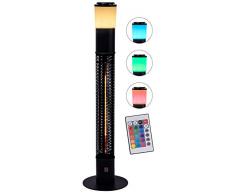 dobar Stand Heizstrahler Cozy Column mit LED-Beleuchtung und Lautsprechern, Heizlüfter mit Fernbedienung und Standfuß, Schwarz, ca. 28 x 28 x 110 cm