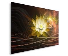 Feeby, Leinwandbild, Bilder, Wand Bild, Wandbilder, Kunstdruck 70x100cm, MODERN, ABSTRAKTION, SEEROSE, BLUME, FLAMMEN, FEUER, BRAUN, GELB