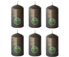 Dehner Stumpenkerzen, 6 Stück, Ø 6.7 cm, Höhe 13 cm, grau