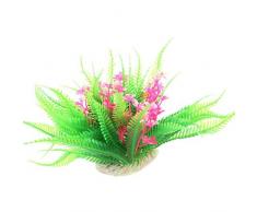 sourcingmap Kunstpflanze für Aquarien, Keramikbasis, 17 cm, Fuchsia/Grün