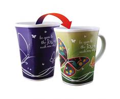 Kaffeebecher mit Farbwechsel, inspirierendes Leben Zitat, Joy, 473 ml Think Pray Gift Porzellan, quadratisch