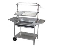Imex El Zorro Grill aus Edelstahl, mit Grillrost, Hebebühne, Rollen und Tabletts, Grau, 124 x 50 x 140 cm, 71766