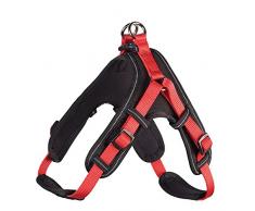 HUNTER Neopren Vario Quick Geschirr für Hunde, Nyon, Neopren gepolstert, reflektierend, L, rot/schwarz