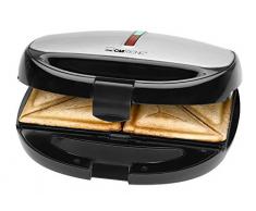 Clatronic ST/WA 3670, 3in1 Sandwichmaker / Waffelautomat / Kontaktgrill, inkl. 3 antihaftbeschichteter Wechselplatten, Edelstahleinlage, schwarz