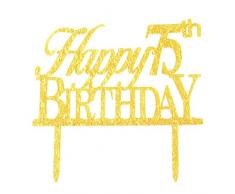 Glitter gold Acryl Happy Birthday Cake Topper Dekorationen 75 gold
