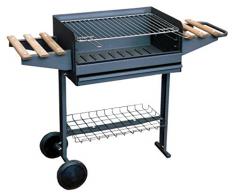 Imex El Zorro Grill mit verzinktem Grill, Rollen und Tabletts, Schwarz, 120 x 42 x 86 cm, 71760