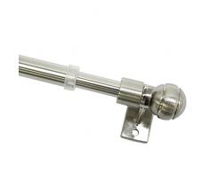 GARDINIA Caféhausstange inkl. 2 Träger und Befestigungsmaterial zum Schrauben, Ausziehbar, Durchmesser 8/10 mm, Länge 40-60 cm, Edelstahl-Optik