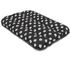 HobbyDog R1 ECPCWP8 Hundebett Eco Große L/XL Katzenbett Schlafplatz Hundematratze R1 - L (90 X 60 cm), Schwarz Mit Pfötchen, M, Black, 1 kg