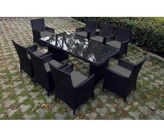 Baidani Rattan Garten Sitzgruppe Elegancy XXL Select - Schwarz (Grau)