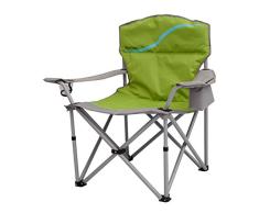 Meerweh Erwachsene Faltstuhl mit Getränkehalter und Kühlfach Relaxstuhl Anglerstuhl Campingstuhl, Grün, XXL
