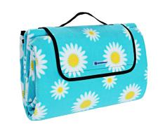 SONGMICS 200 x 200 cm XXL Picknickdecke Fleece wärmeisoliert wasserdicht mit Tragegriff GCM74J