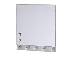 Wenko 50404100 Hakenleiste Mirror - 5 Haken, magnetisch, Gehärtetes Glas, 34 x 30 cm, silber