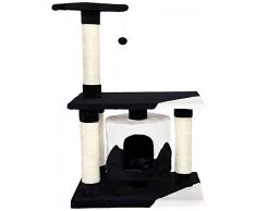dibea KB00227 Kratzbaum, Kletterbaum für Katzen (Höhe 90 cm), schwarz / weiß