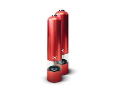 Team Kalorik TKG PSGR 1050 R Elektrisches Gewürzmühlenset: batteriebetriebene Salz- und Pfeffermühle | Keramik-Mahlwerk | Licht | einstellbare Feinheit, metallic Rot