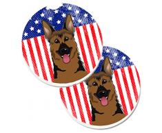 Caroline s Treasures American Flagge & Deutscher Schäferhund Set von 2 Tasse Halterung Auto Untersetzer bb2141carc, 2,56, multicolor