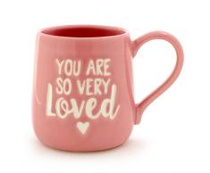 Enesco 6000501 Our Name Is MudYou are Loved Kaffeetasse aus Steingut mit Gravur You Are Loved 16 oz rose