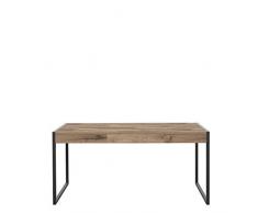 FORTE Esstisch mit zwei Schubkästen in trendigem Industrial Stil, Stabeiche Dekor kombiniert mit schwarzen Metallfüßen, 166 x 90,2 x 75,5 cm