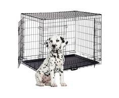 Relaxdays Hundekäfig, Faltbare Hundetransportbox, Welpenkäfig, 2 Türen, Bodenschale, Drahtkäfig Metall, XXXL, Schwarz