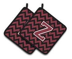 Caroline s Treasures Buchstabe Z Chevron Granat & Schwarz Paar Topflappen cj1052-zpthd, 7.5hx7.5 W, multicolor