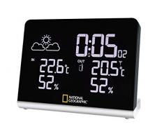 National Geographic Multi Colour Funkwetterstation mit True Black LCD-Display, 256-Farben, Innen- / Außentemperatur und Luftfeuchtigkeit und graphischem 12-Std. Wettertrend, schwarz
