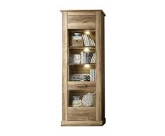 trendteam Wohnzimmer Vitrine Regal Standregal Montreal, 76 x 210 x 42 cm in Nussbaum Satin Dekor ohne Beleuchtung