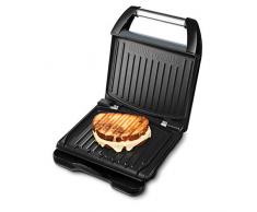 George Foreman 25041-56 Fitnessgrill Family Steel, Kontaktgrill, Panini- und Sandwichgrill, 28 x 17 große Grillfläche für bis zu 5 Portionen, Edelstahl/grau