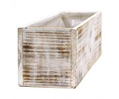 Koyal Wholesale Rechteckige Shabby Chic Holzvase, 30,5 x 10,2 cm, Weiß, 4 Stück