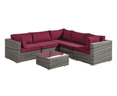 Baidani Garten Lounge Garnitur Rundrattan, Vacation Select, rot, 240 x 240 x 62 cm, 13a00010.90003