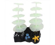 sourcingmap Künstliche Kunstpflanze für Aquarien, Steingarten, Lotusblatt, Grün