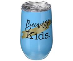 Spoontiques Weinglas, Edelstahl Weil Kinder (Because Kids) 14 ounces blau