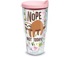 Tervis Thermobecher mit Wickel und rosafarbenem Deckel 16 oz farblos