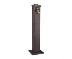 Relaxdays Wasserzapfsäule, eckig, antikes Design, mit Wasserhahn, 3/4 Zoll Anschluss, Garten Standbrunnen, 91 cm, braun
